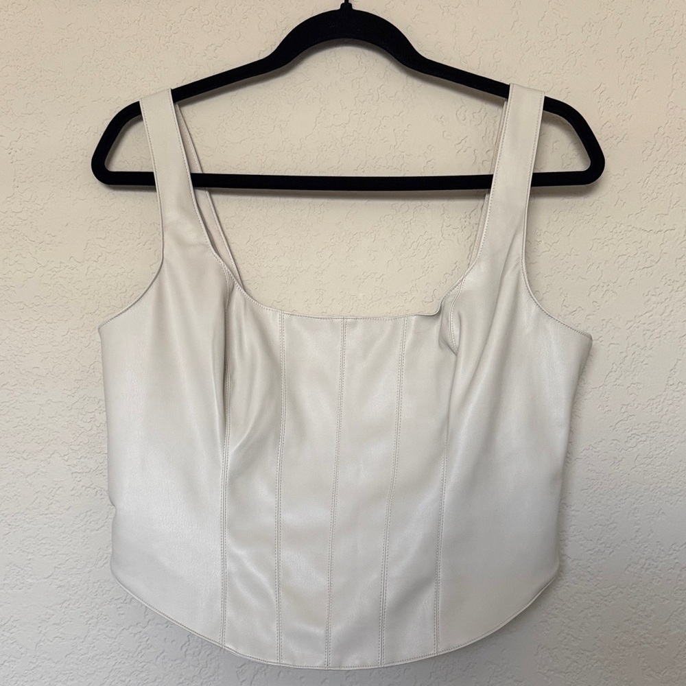 Abercrombie & Fitch Cream Vegan Leather Tank Top